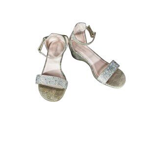 Nordstrom Girls Glitter Ankle Strap Wedge Sandals Size 2